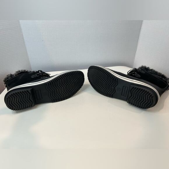 NEW Amazon Essentials Mid Calf Snow Winter Black White Faux Fur Trim Boots 11 - Picture 8 of 9